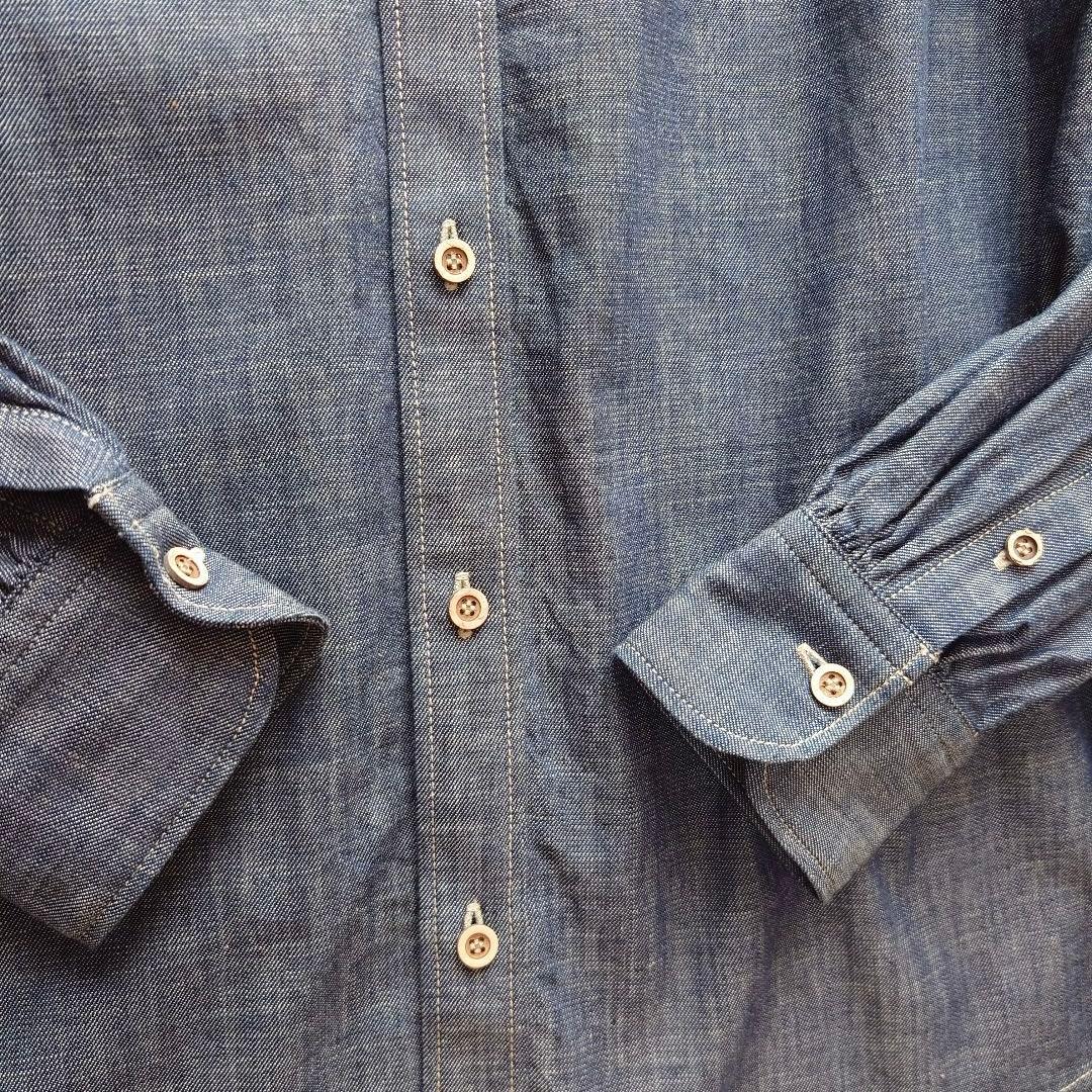 試着のみ　45R瑠璃ダンガリーデニムのボウタイクッペシャツ（加工） 45rpm