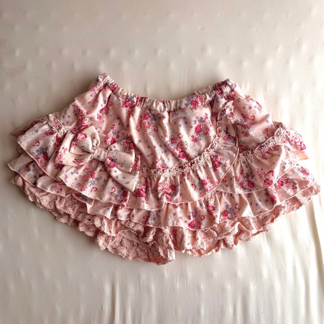 LIZLISA 小花柄　フリルスカパン　リボン付き