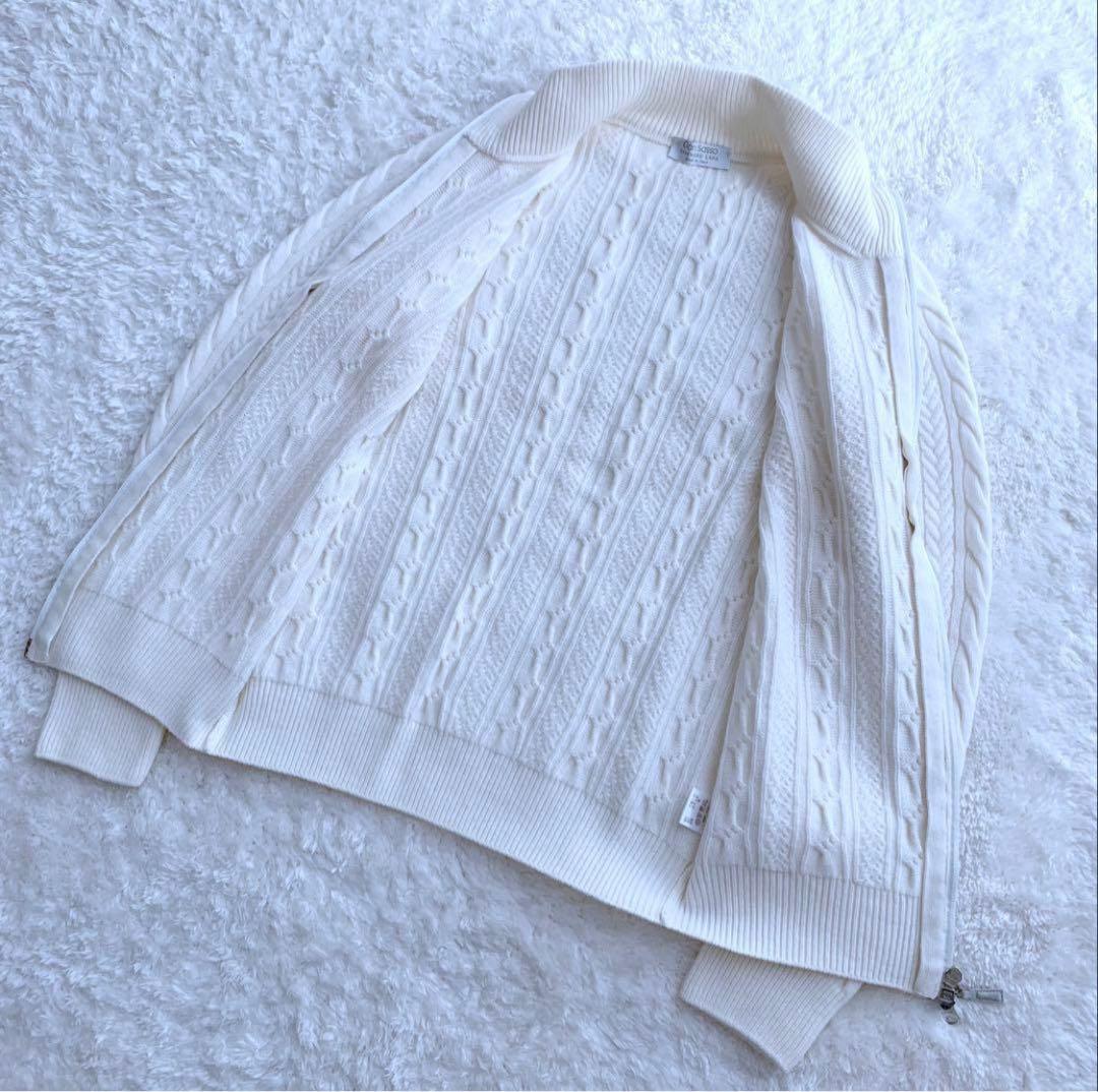 極美品♪ グランサッソ ウールカシミヤ ジップアップニットカーディガン 44