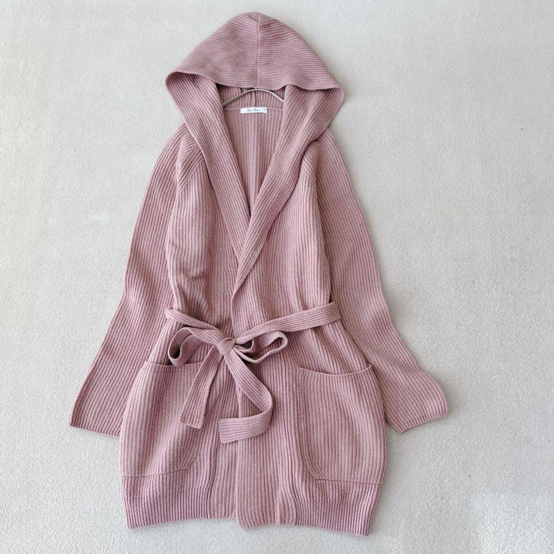 最高級✨白タグ　マックスマーラ　フーディーカーディガン　ベルト　カシミヤ　ピンク