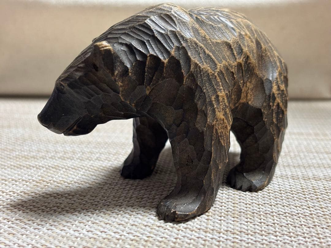 【希少】北海道 白老 アイヌ 木彫り熊 置物　アンティーク