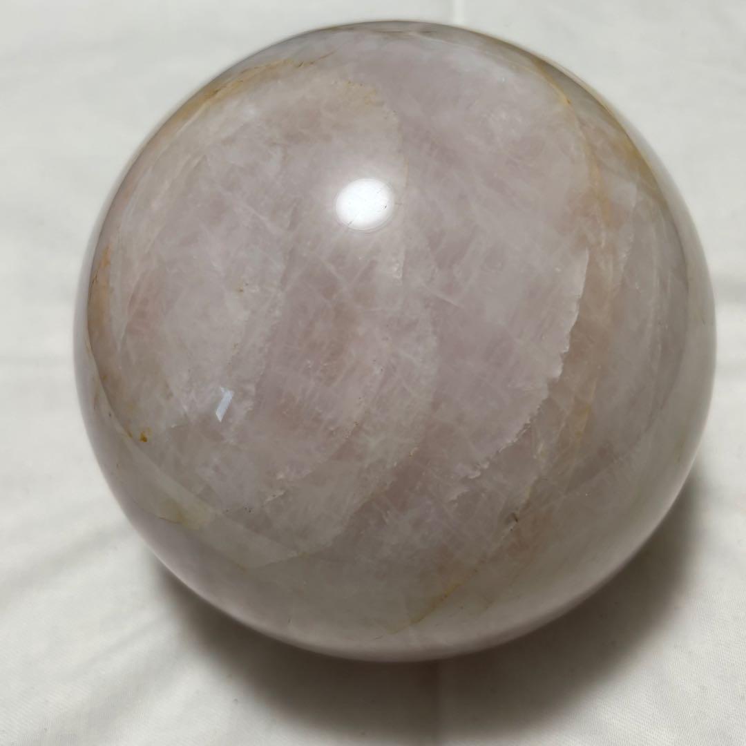 天然石 超特大 スフィア ローズクォーツ 13㎝ 3kg 虹入り 台座付き