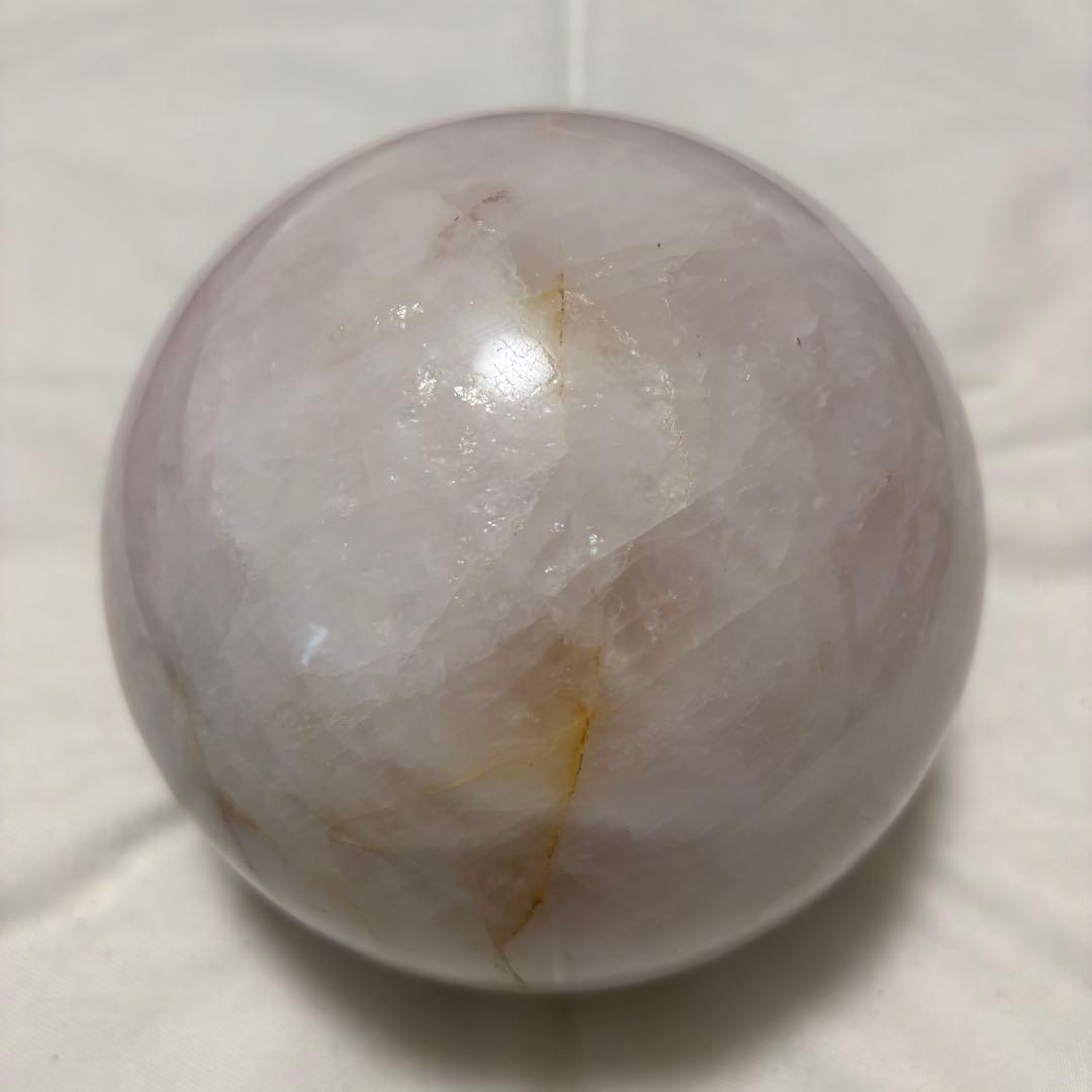 天然石 超特大 スフィア ローズクォーツ 13㎝ 3kg 虹入り 台座付き