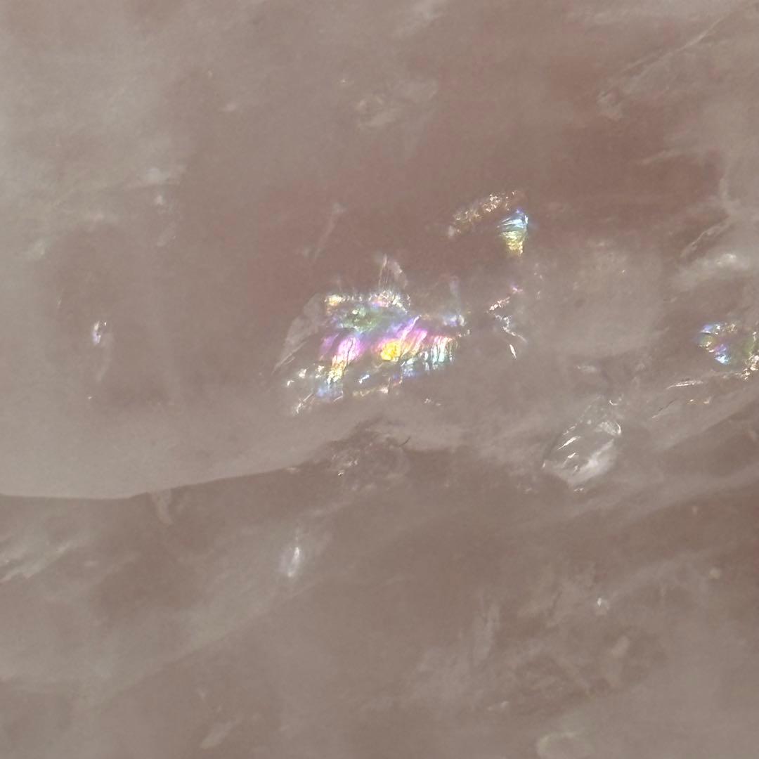 天然石 超特大 スフィア ローズクォーツ 13㎝ 3kg 虹入り 台座付き