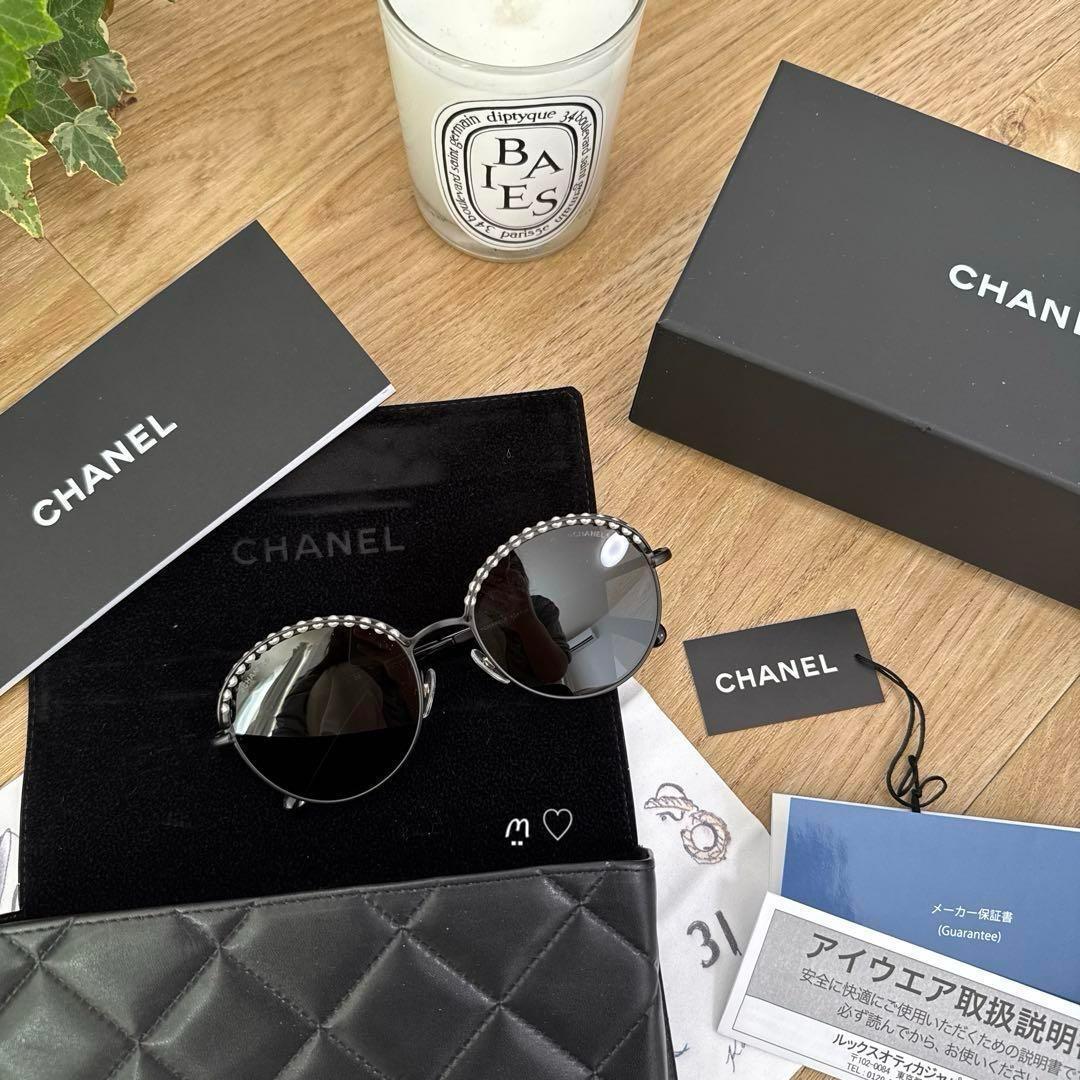 CHANEL　シャネル　パールサングラス　ココマーク　アイウェア　ブラック