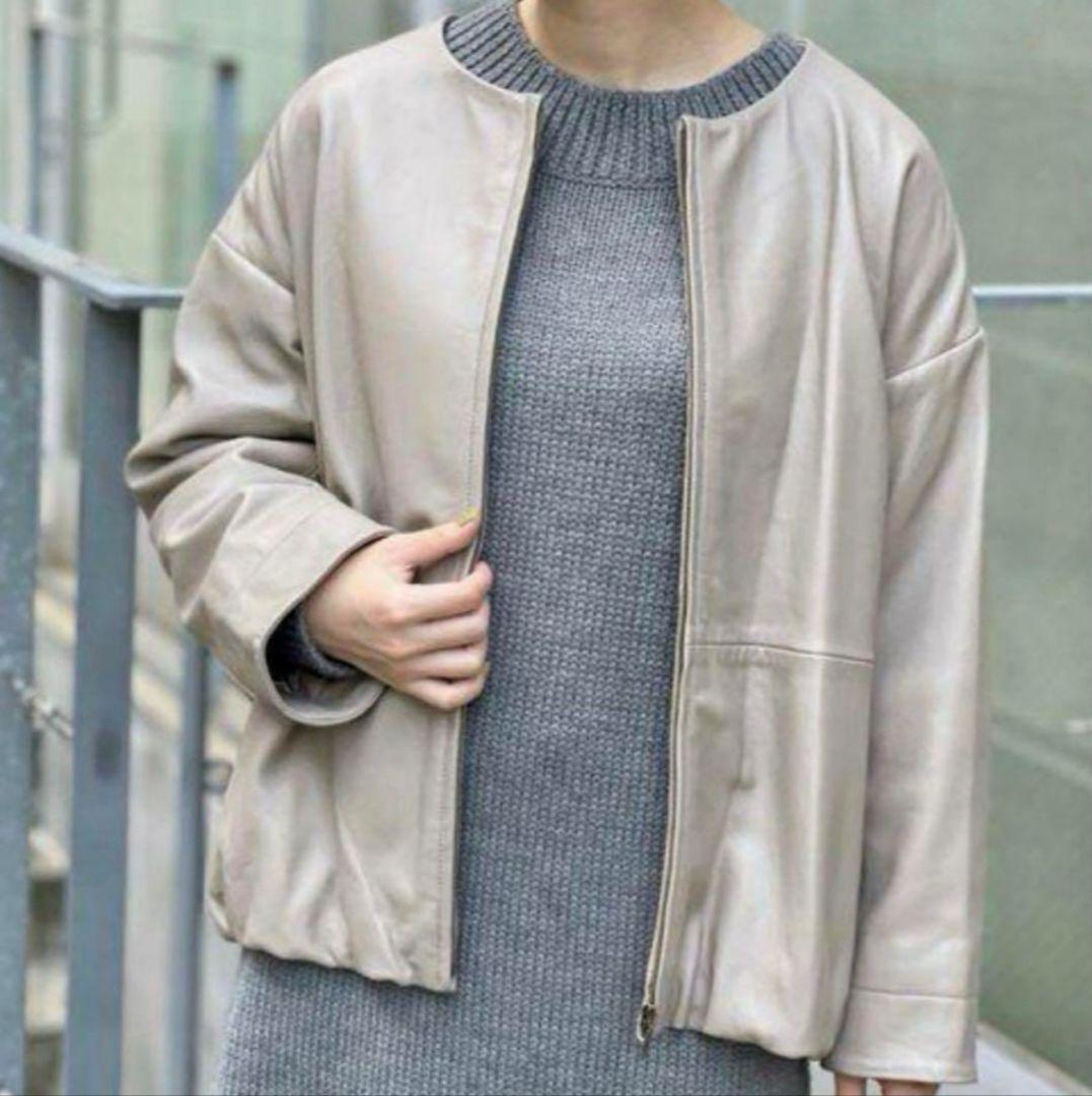 タグ付き✨BEARDSLEY　2021年モデル　ノーカラーラムレザージャケット