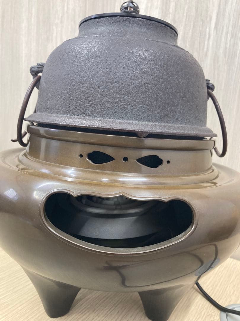 コンロ動作確認済み！　唐銅 風炉 風炉釜 茶釜 茶道具