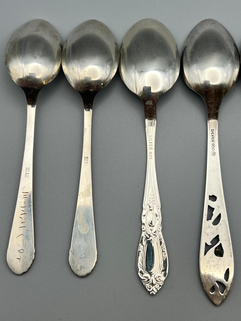 SILVER950 925 600 銀製 刻印 スプーン 9点 重量144g