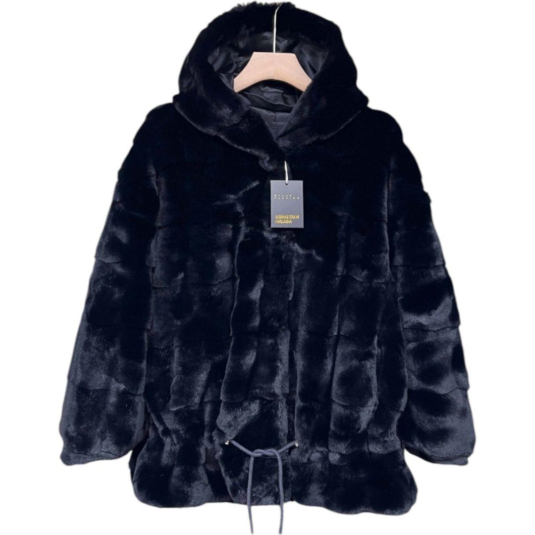 ミラノ発　毛皮コート　ミンクカシミヤ混　フード付き ジャケット　レディース　M