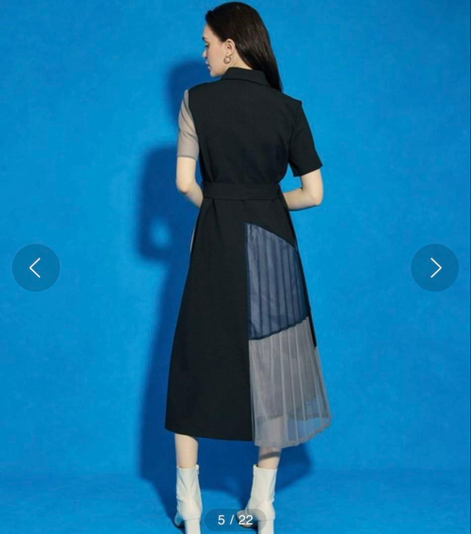 スライドアシメシャツワンピース-ウエスト調節可能- サイズ2