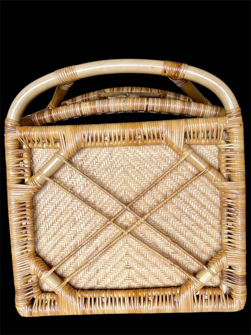 山川ラタン 天然籐編み 座椅子 2点セット ナチュラル 皇室御用達 傷防止カバー