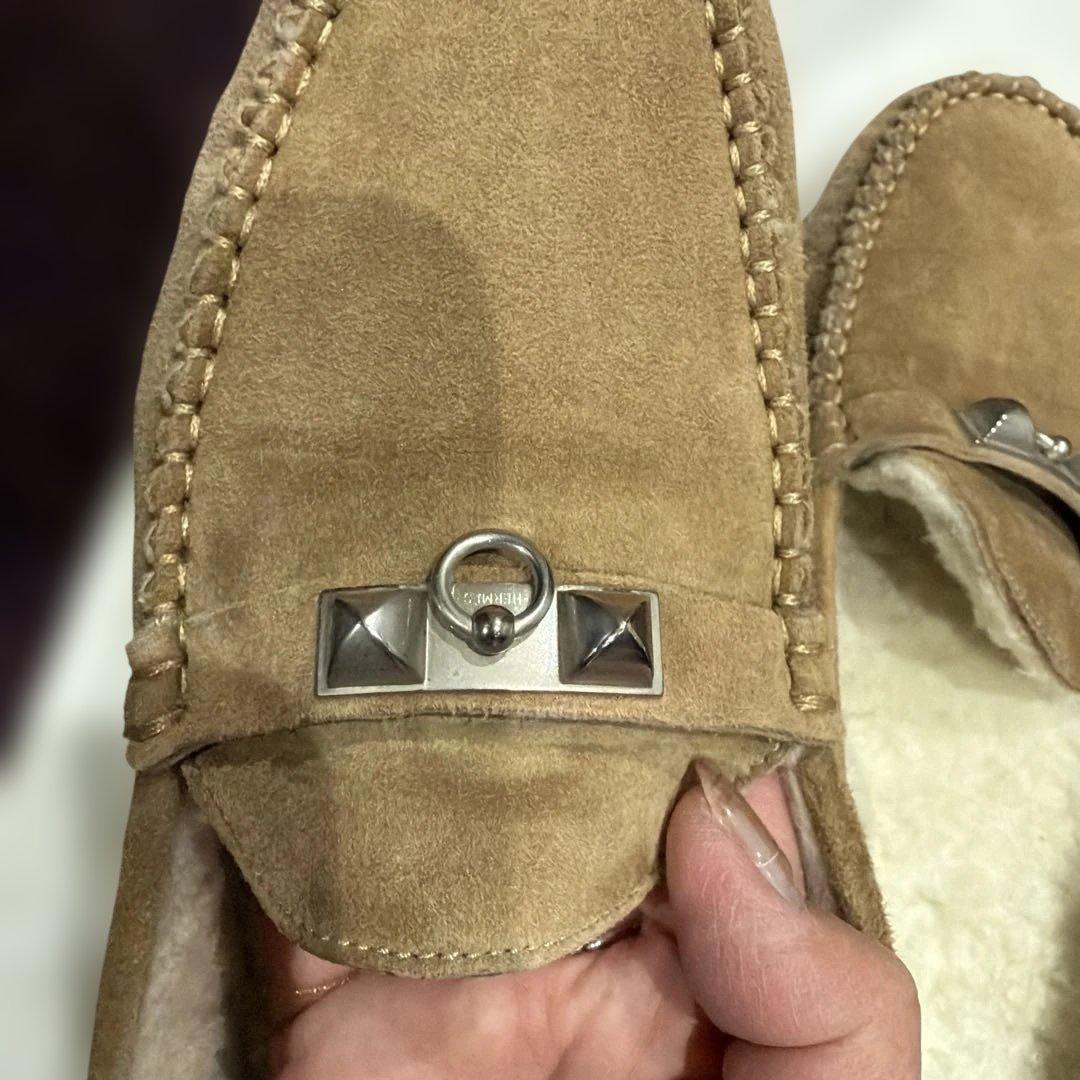 ゆ*り様 HERMES ベージュ スエード モカシン