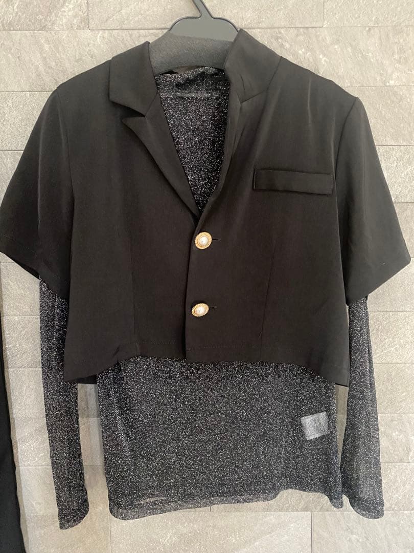 etoll. 3piecesジャケット＆パンツセットアップドレス ブラック