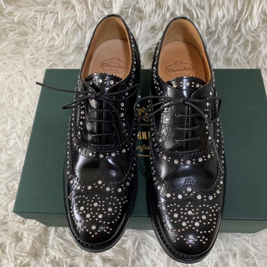 11789✨美品✨Church's スタッズ付き ドレスシューズ 36 ブラック