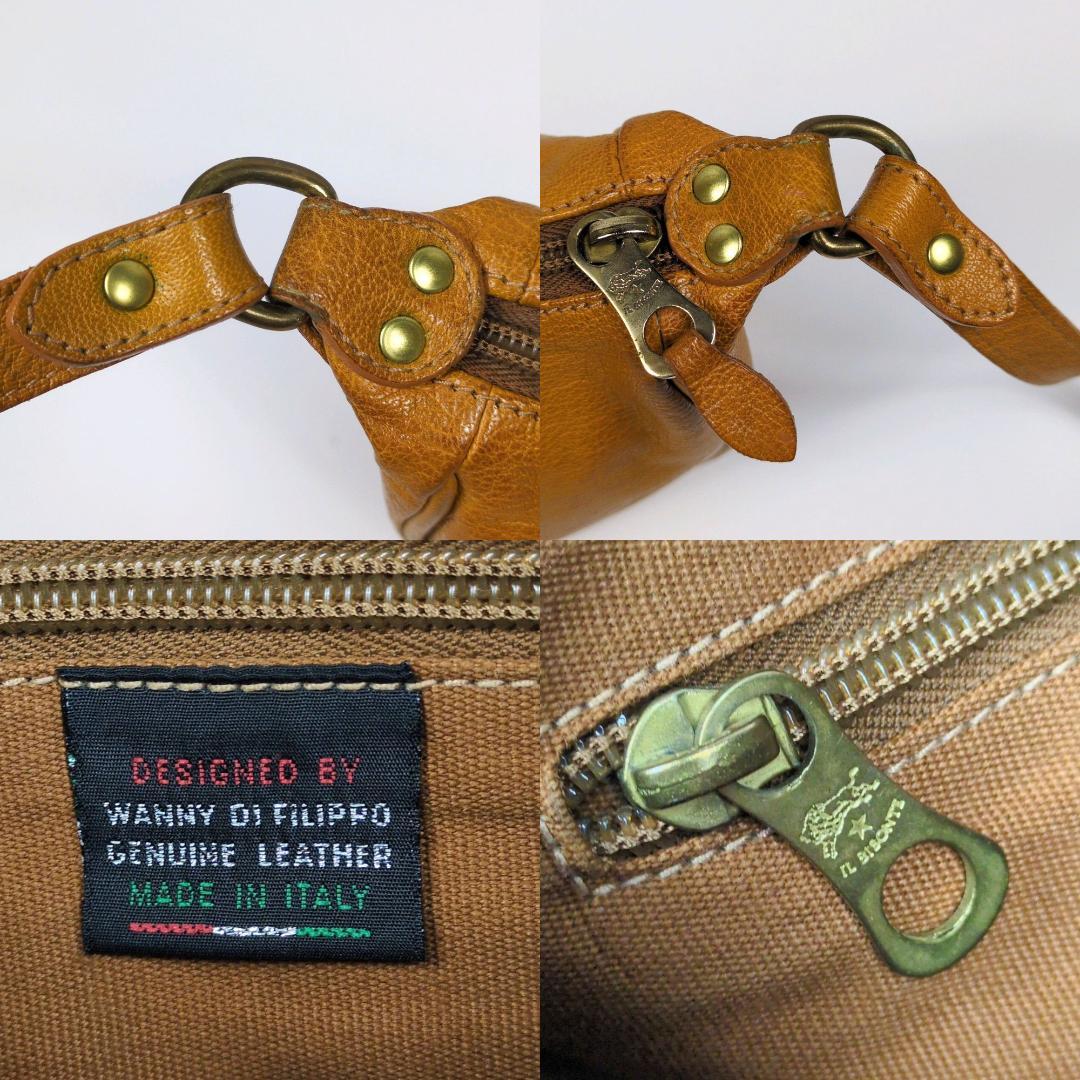 イルビゾンテ ショルダーバッグ キャメル ハーフムーン 三日月 シボ