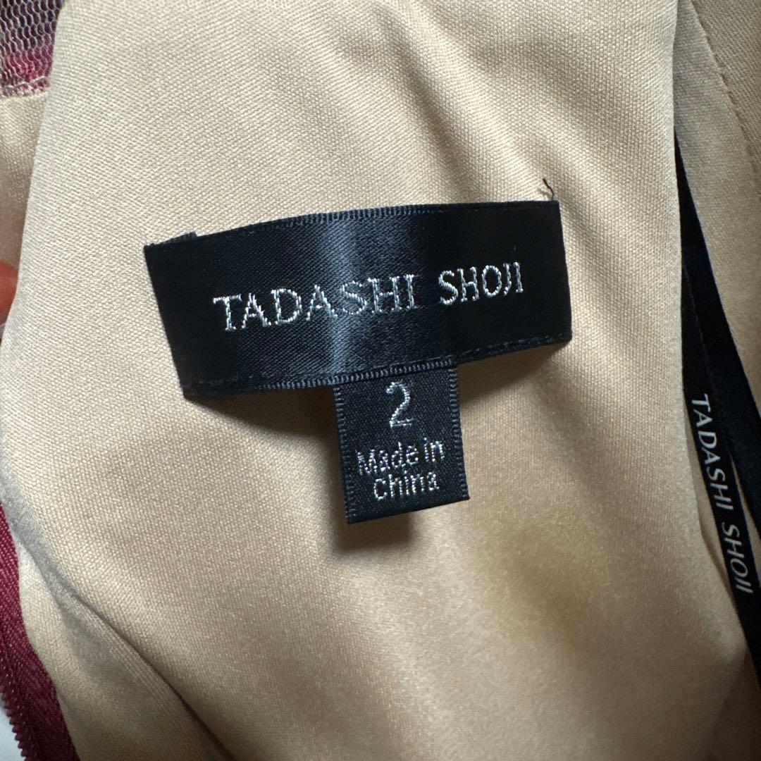 バーガンディ色 花柄レース 長袖ワンピース