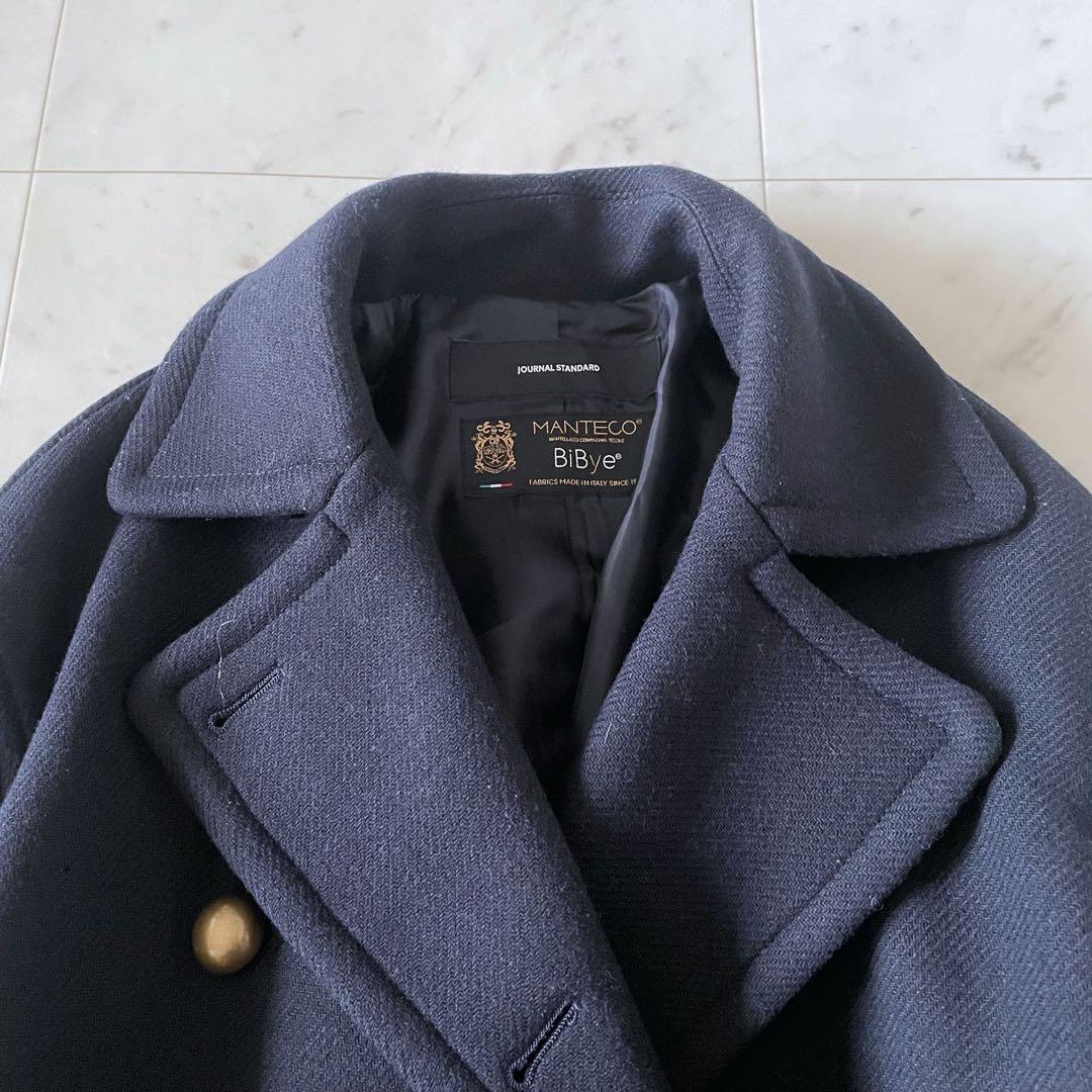 ジャーナルスタンダード MANTECOダブルクロスPコート ネイビー 金釦