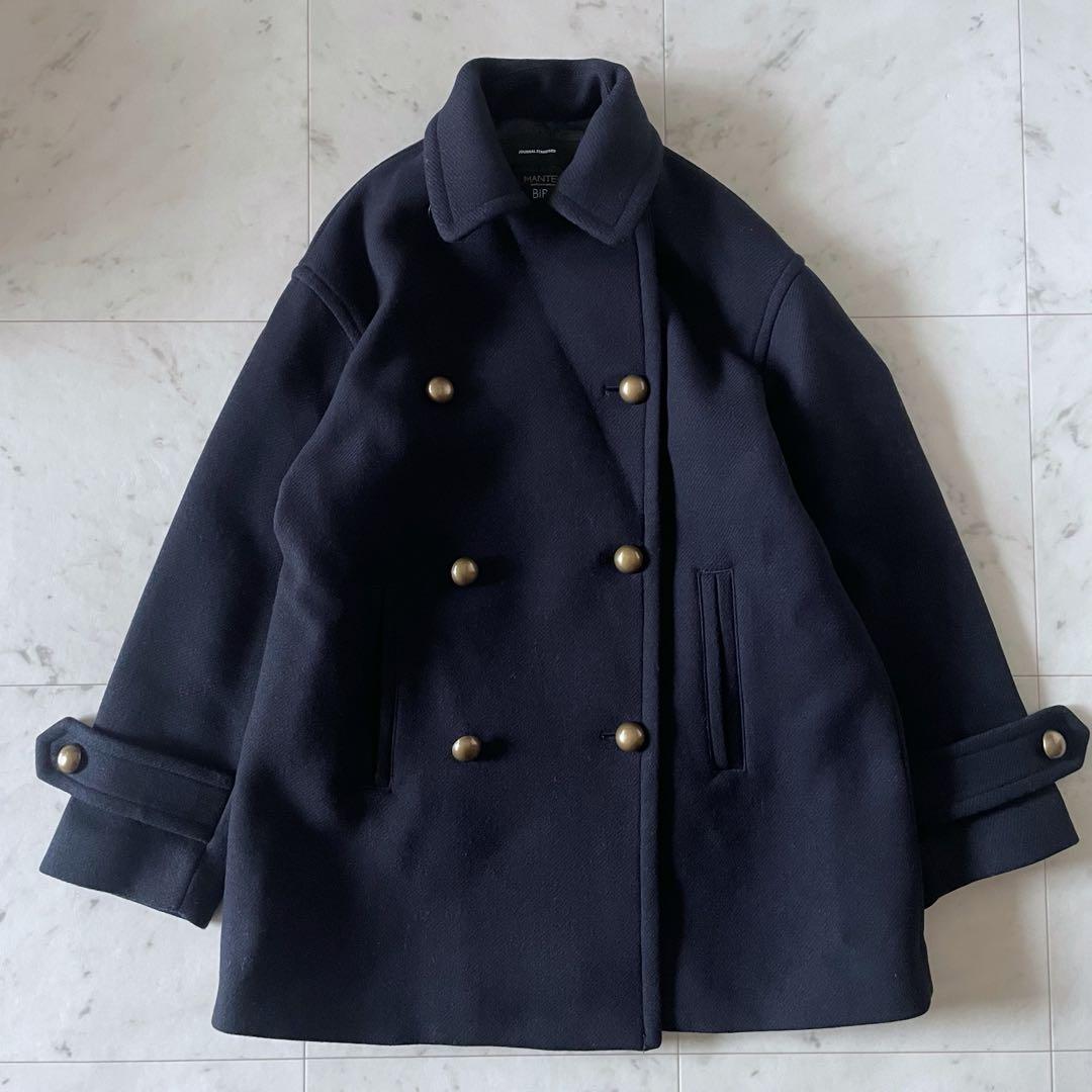 ジャーナルスタンダード MANTECOダブルクロスPコート ネイビー 金釦