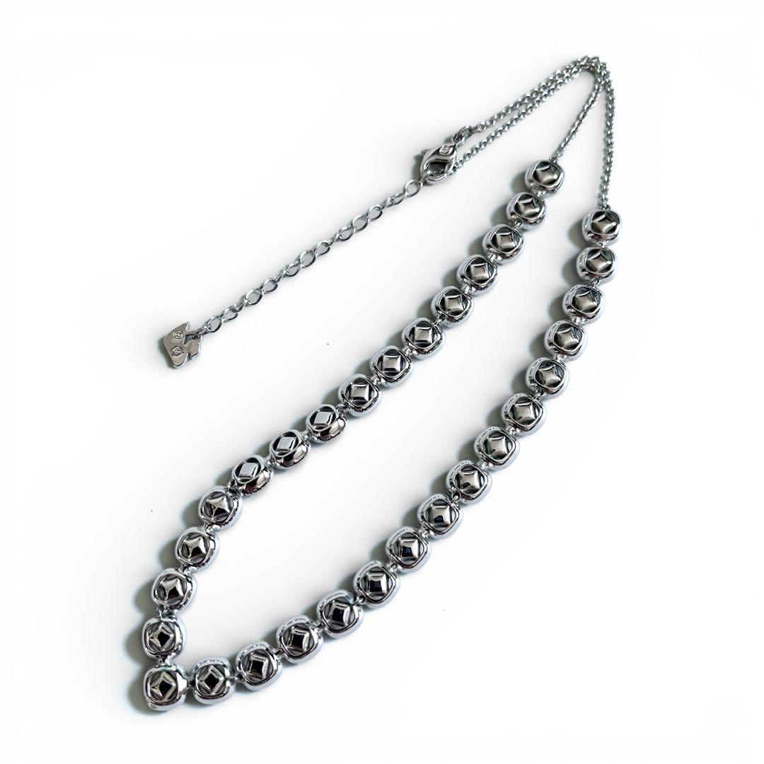 極美品 SWAROVSKI Angelic Square ロジウム調 ネックレス