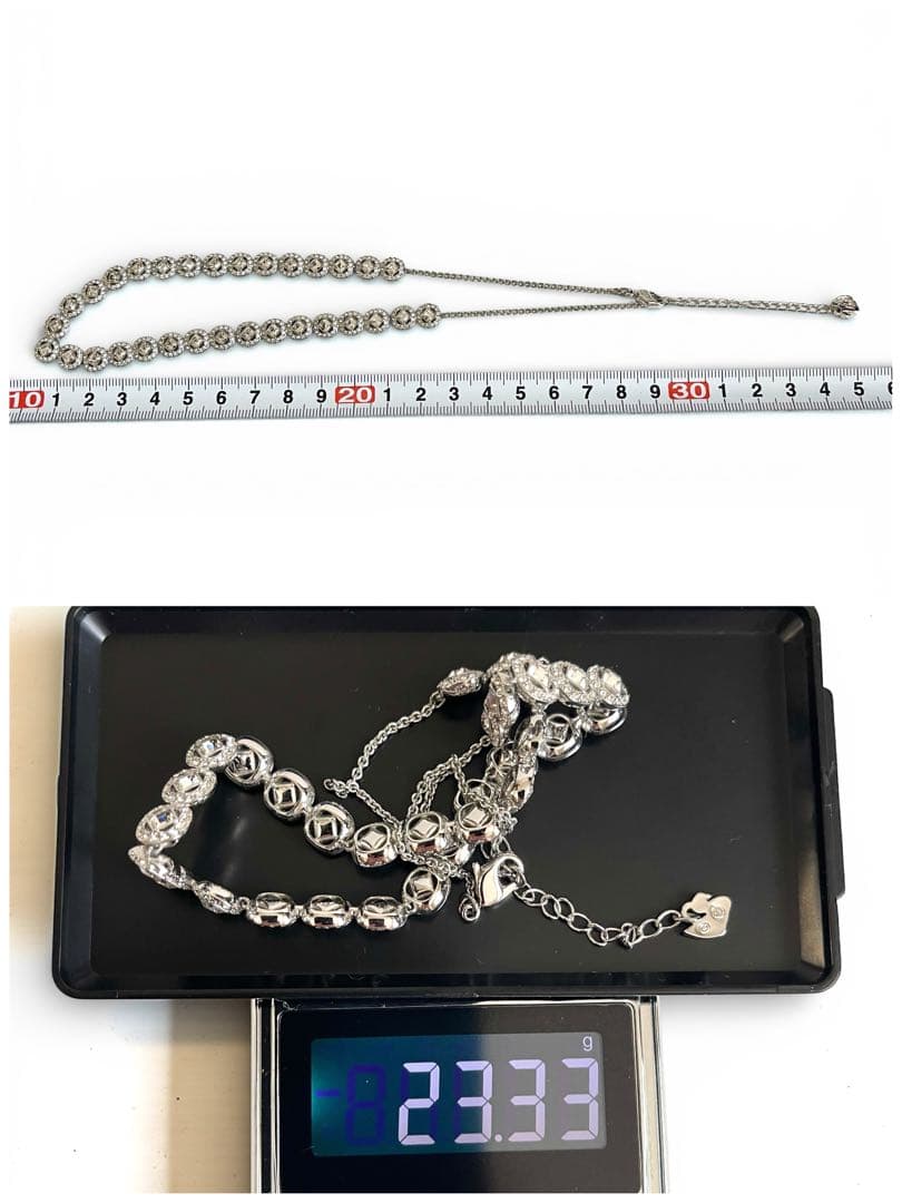 極美品 SWAROVSKI Angelic Square ロジウム調 ネックレス