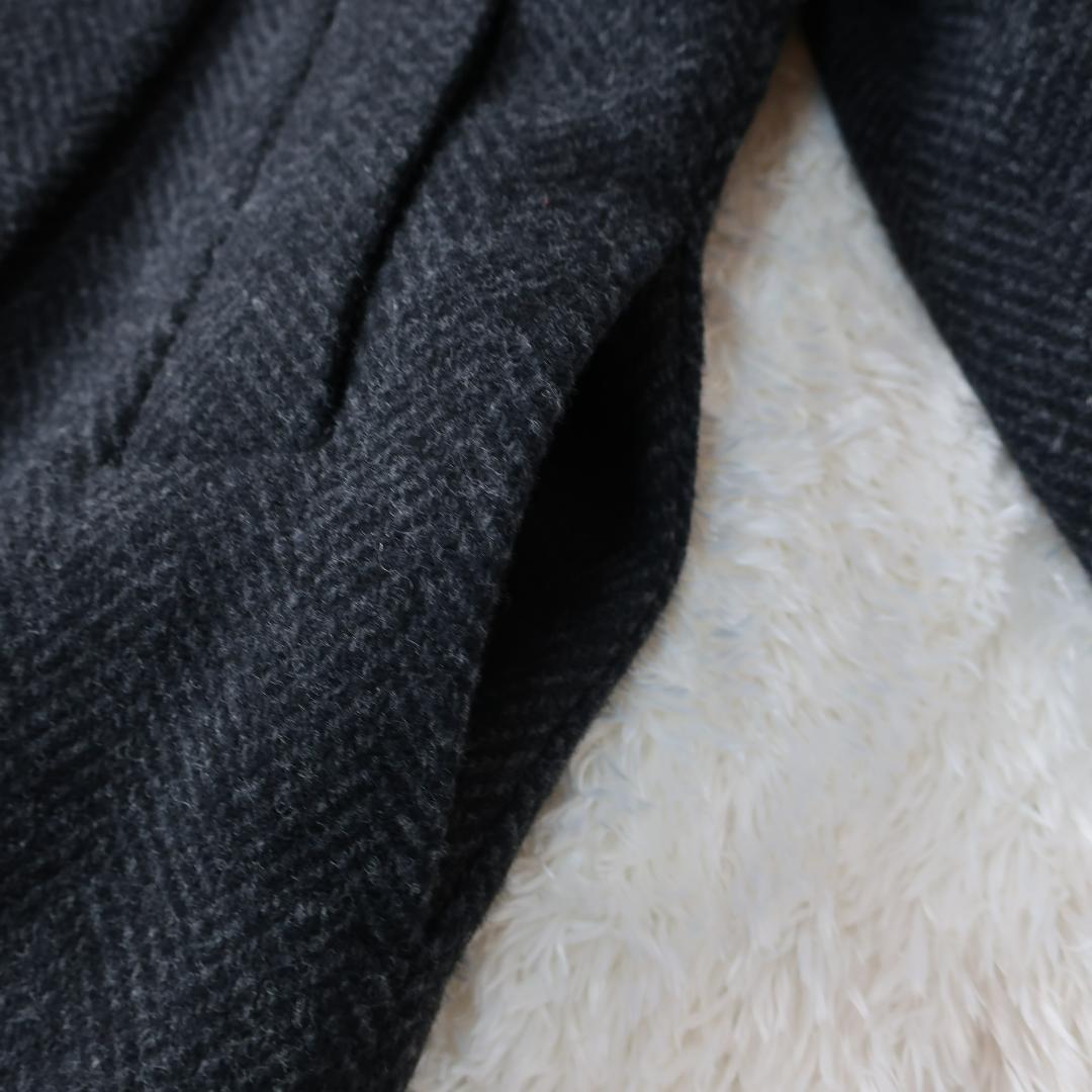 アンタイトル バルキーヘリンボン ショートピーコート ヘリンボーン柄 グレー 2