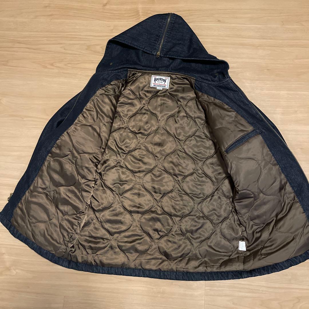 美品 HOUSTON デニムフーディ 中綿 USNA ミリタリージャケット XL