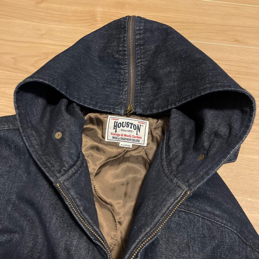 美品 HOUSTON デニムフーディ 中綿 USNA ミリタリージャケット XL