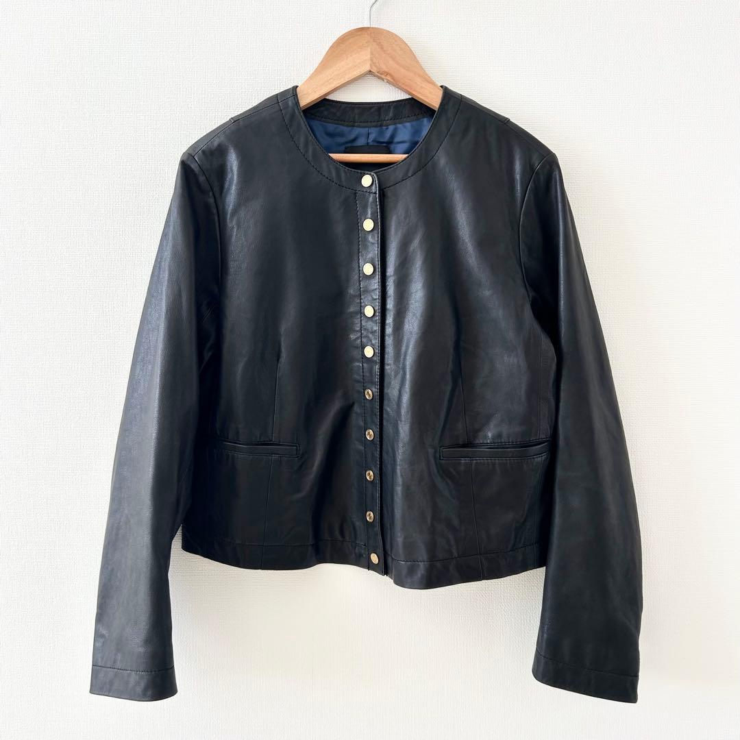 TOMORROWLAND ライトセミベジタブルレザー ノーカラージャケット