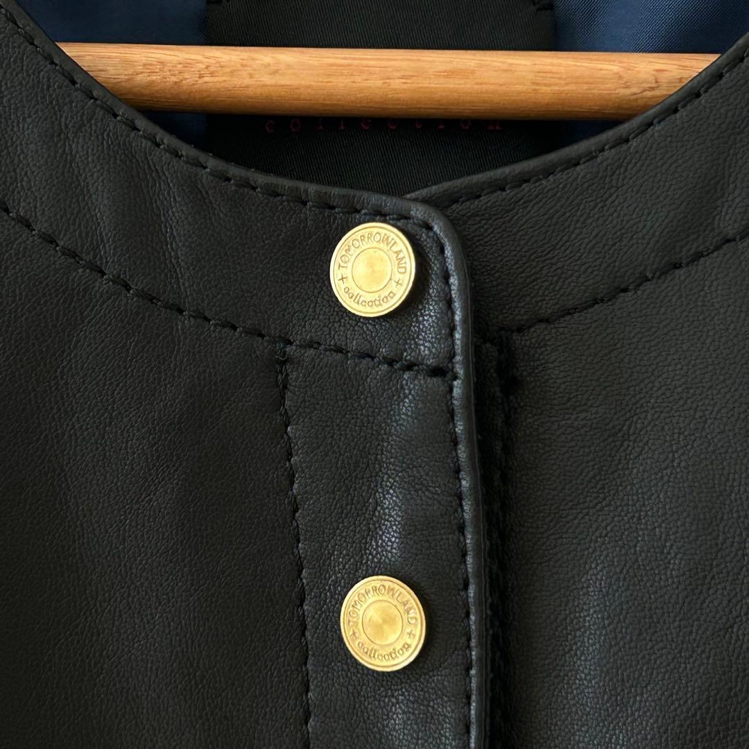 TOMORROWLAND ライトセミベジタブルレザー ノーカラージャケット