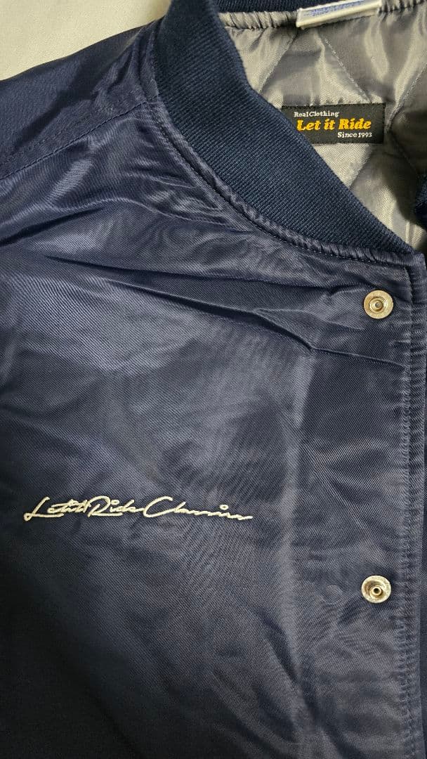 let it ride✕champion スタジャン L 紺 バックプリント