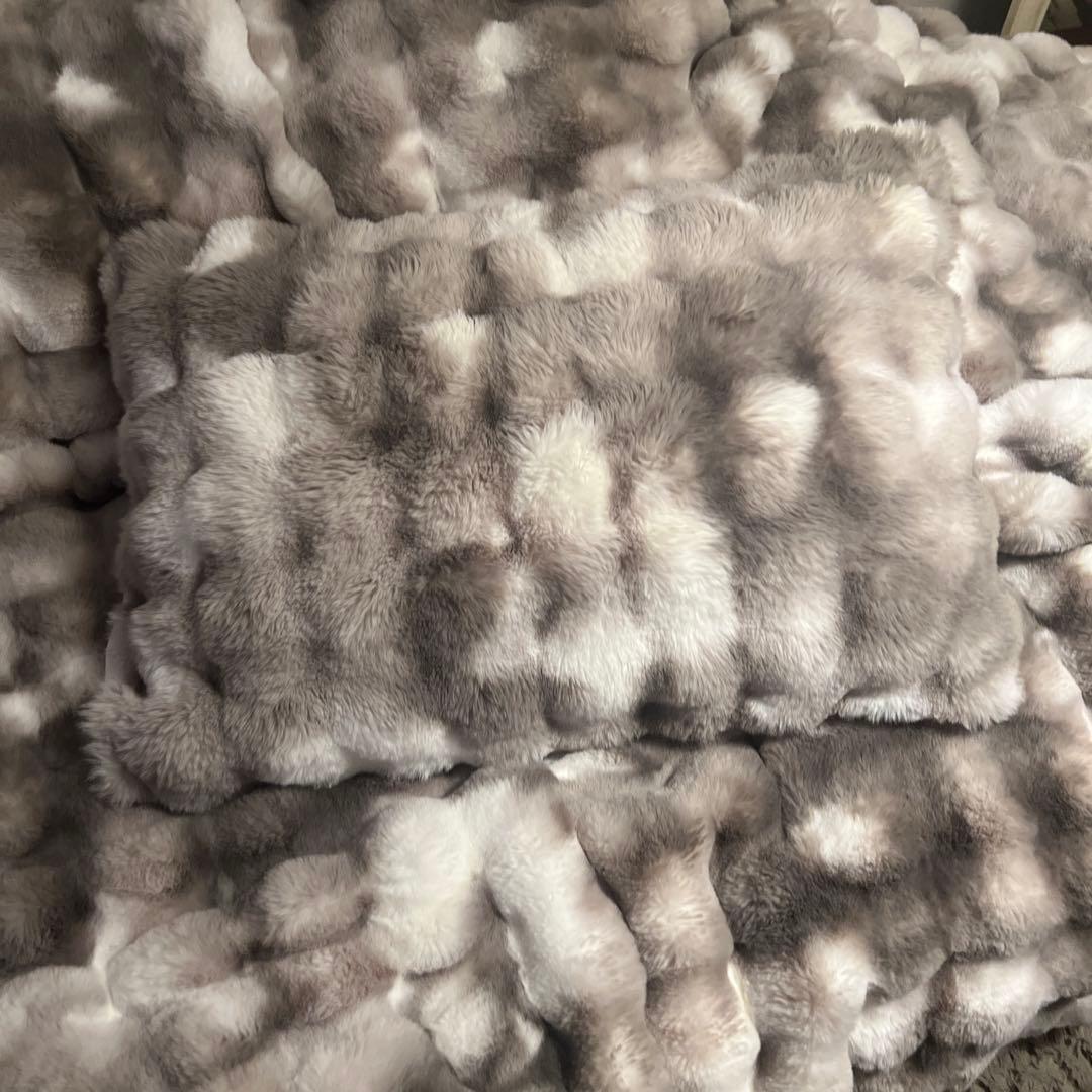 フランフランポコモコファー 掛け布団カバー クッション付　グレー系　セミダブル