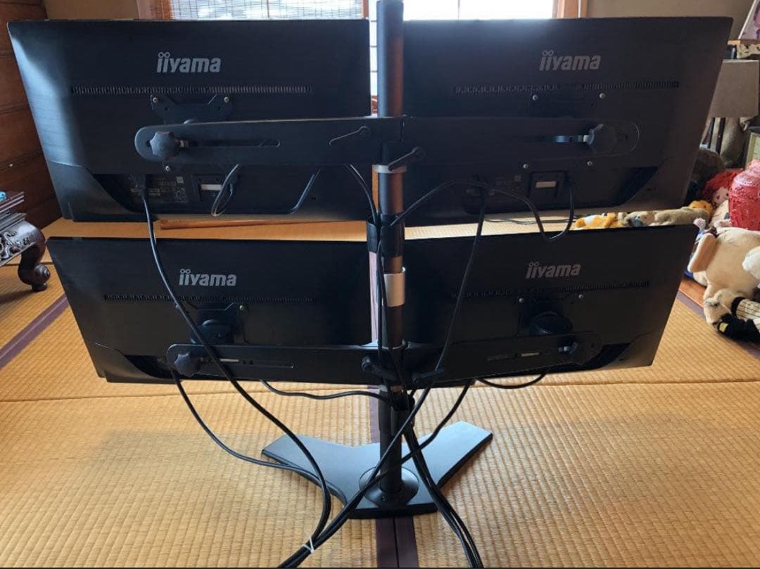 【1/15までの直接引き取り限定】iiyama 4台モニター デュアルスタンド