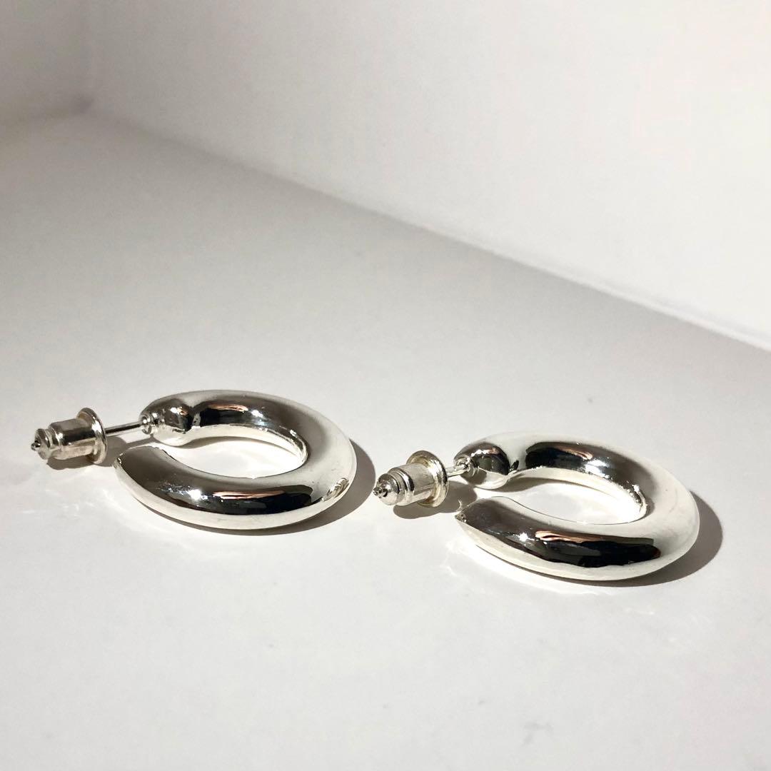 1001 シルバー　925 SILVER フープピアス　刻印　両耳　布袋付