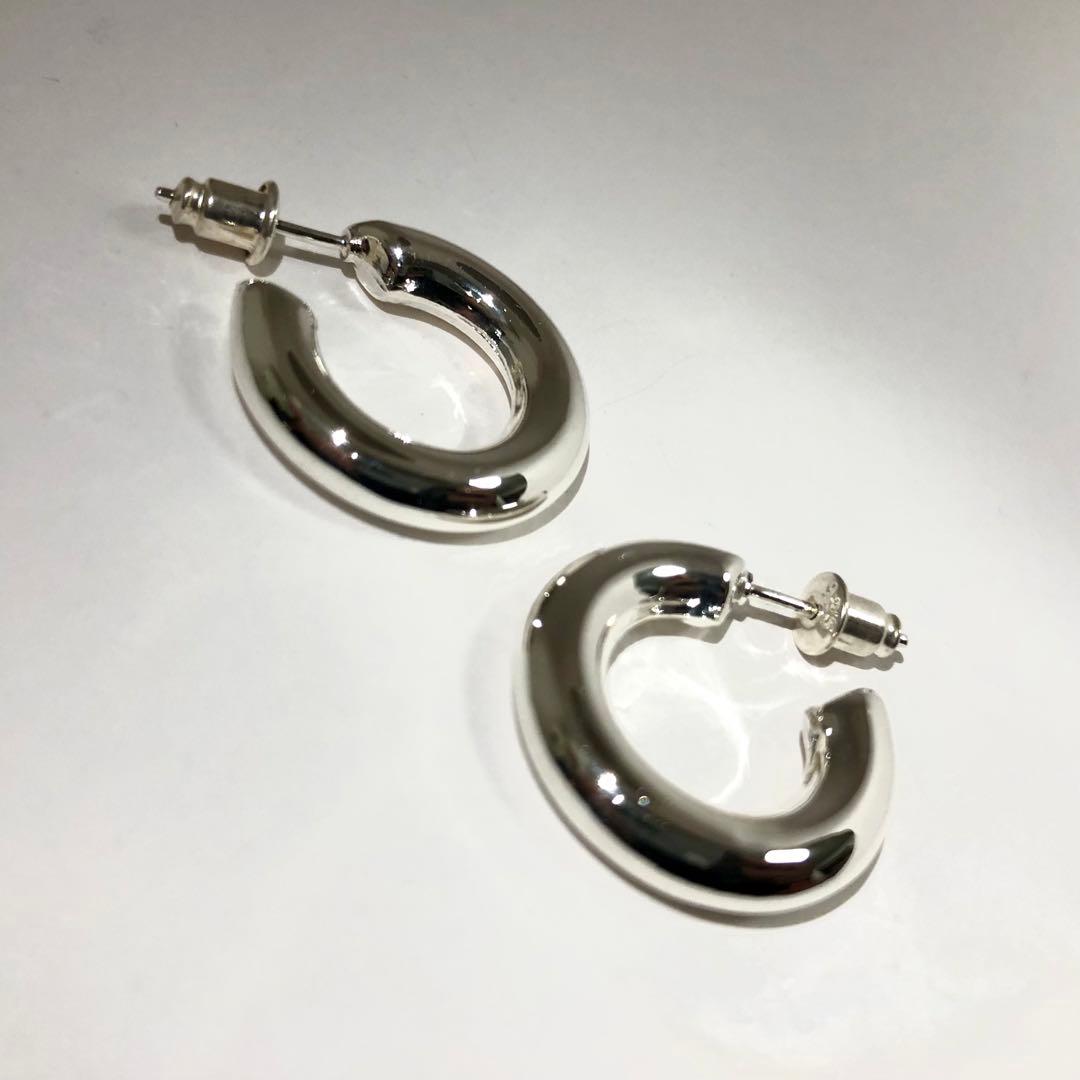 1001 シルバー　925 SILVER フープピアス　刻印　両耳　布袋付