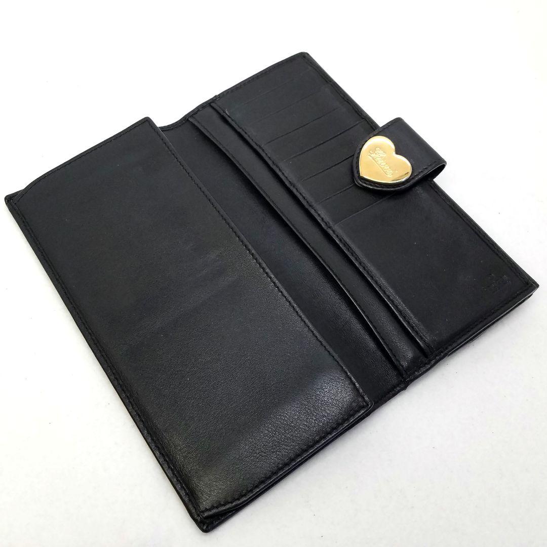 GUCCI グッチ GGキャンバス ブラック 黒 長財布 ラブリーハート金具