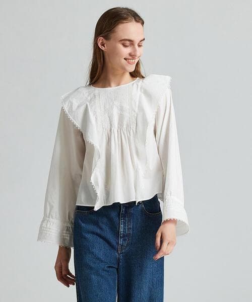 美品 トゥモローランド マカフィー 1,7万 フリルブラウス ホワイト C340