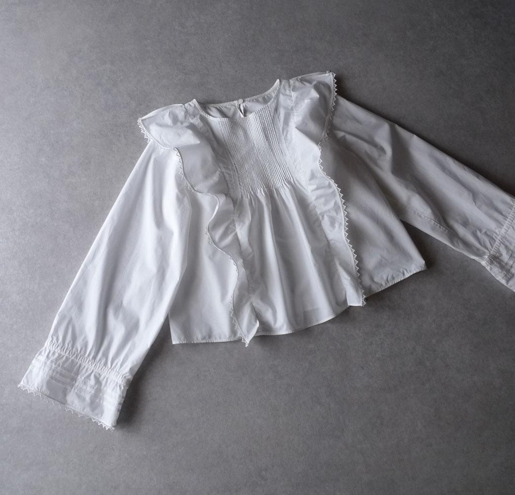 美品 トゥモローランド マカフィー 1,7万 フリルブラウス ホワイト C340