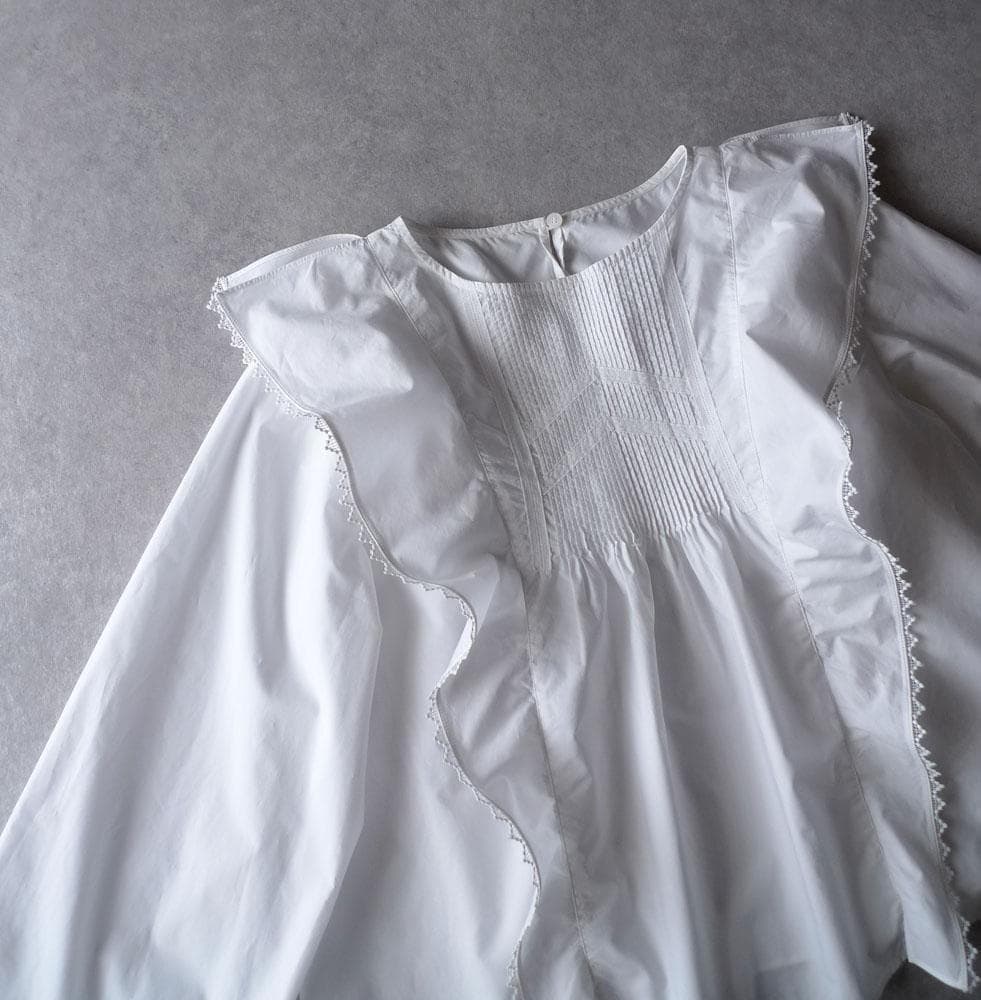 美品 トゥモローランド マカフィー 1,7万 フリルブラウス ホワイト C340