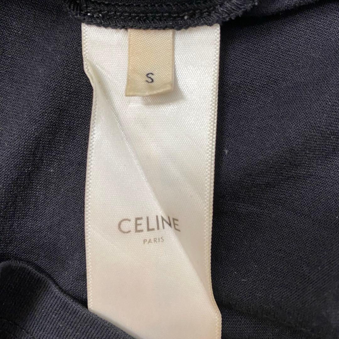 CELINE ブラック Tシャツ ロゴ入り S