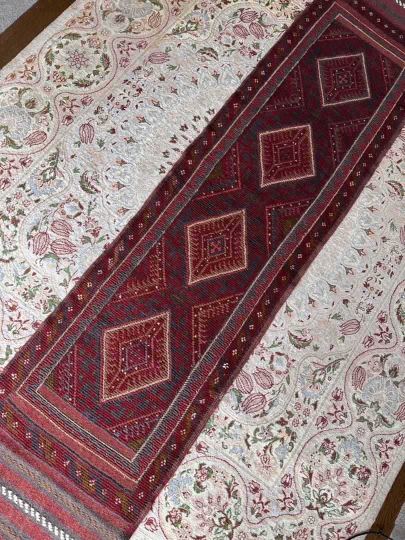 ペルシャ タフタン手作りラグ ランナー 56cm X 240cm