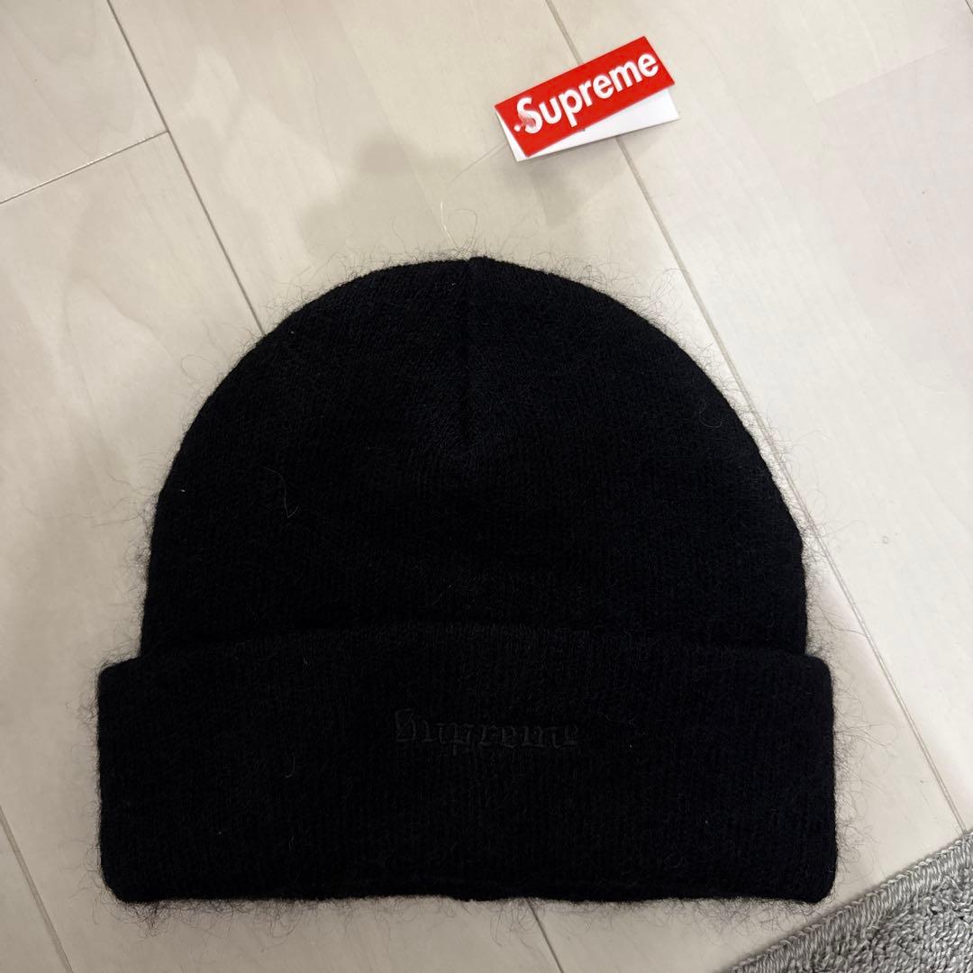 SUPREME ブラック モヘアビーニー