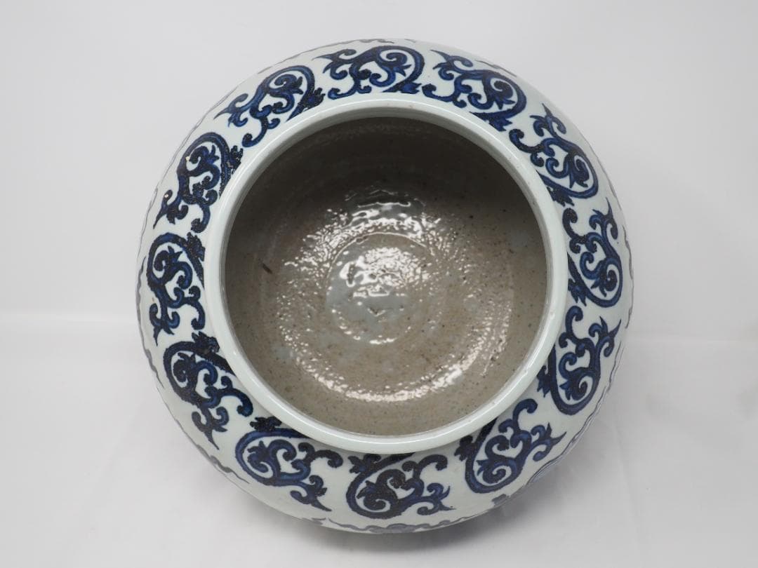 中国　染付竜文壺　龍デザイン　染付　花瓶　-SO