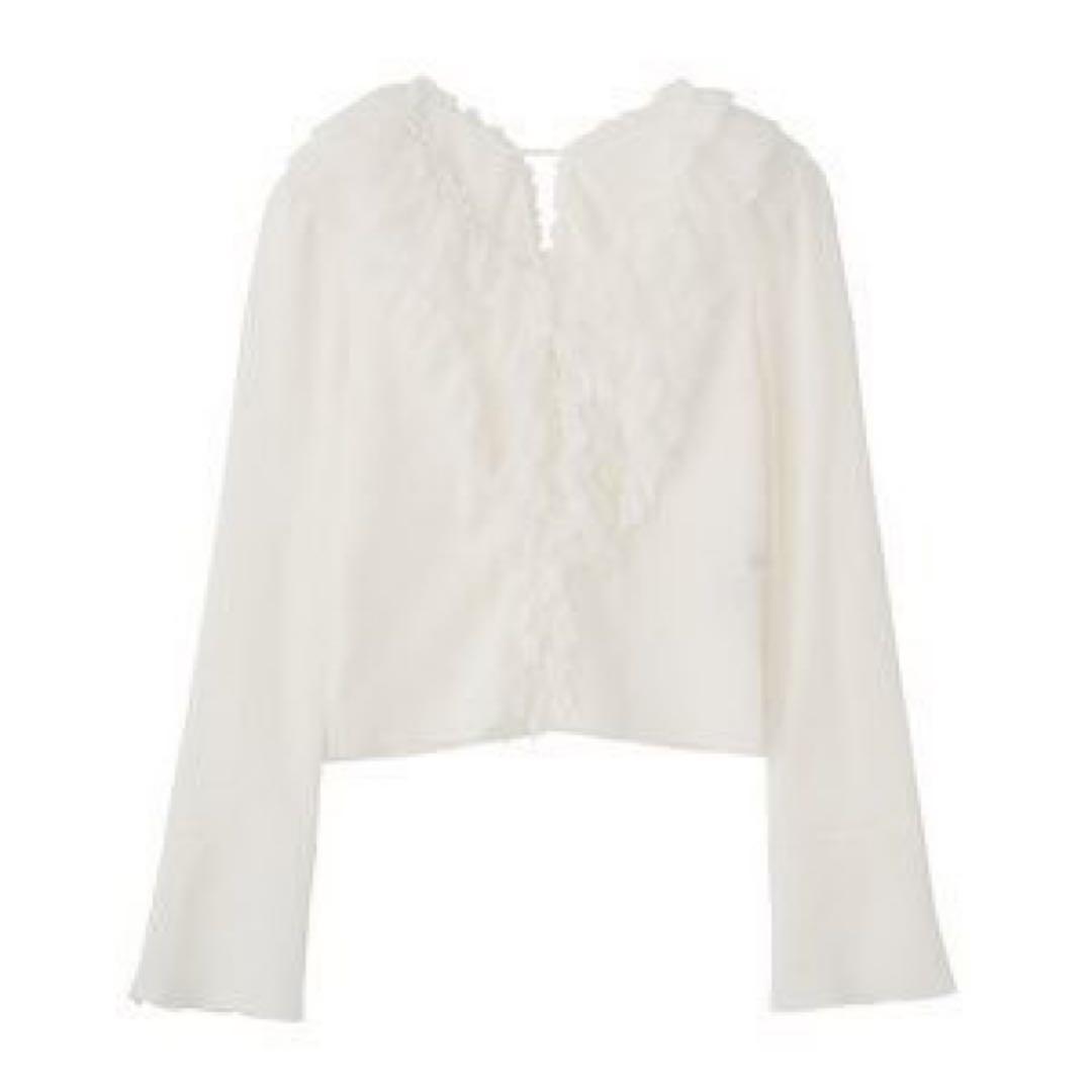 COCODEALレースフリルカットジャガードトップス