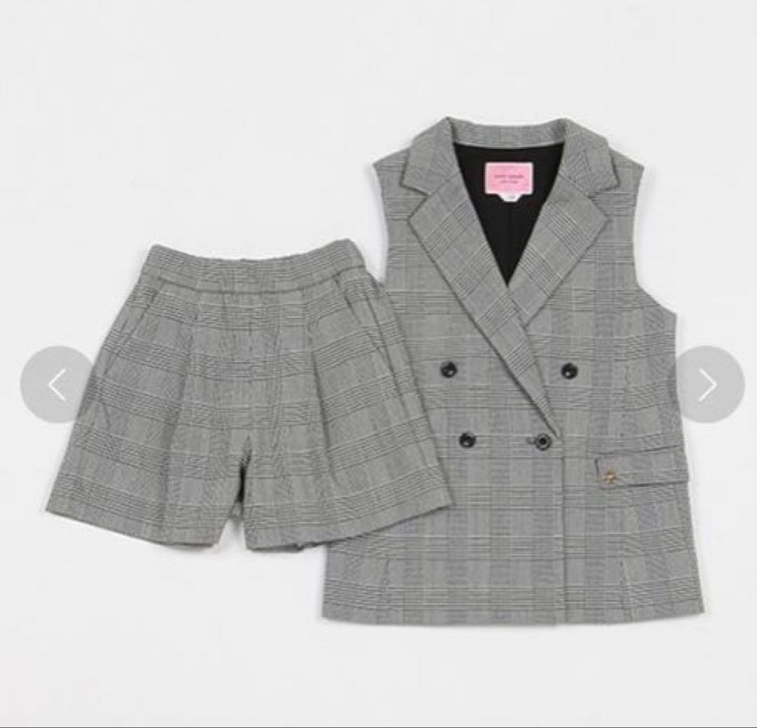 ケイトスペード チェック柄ショートパンツセット フォーマル 卒業式 卒服 140