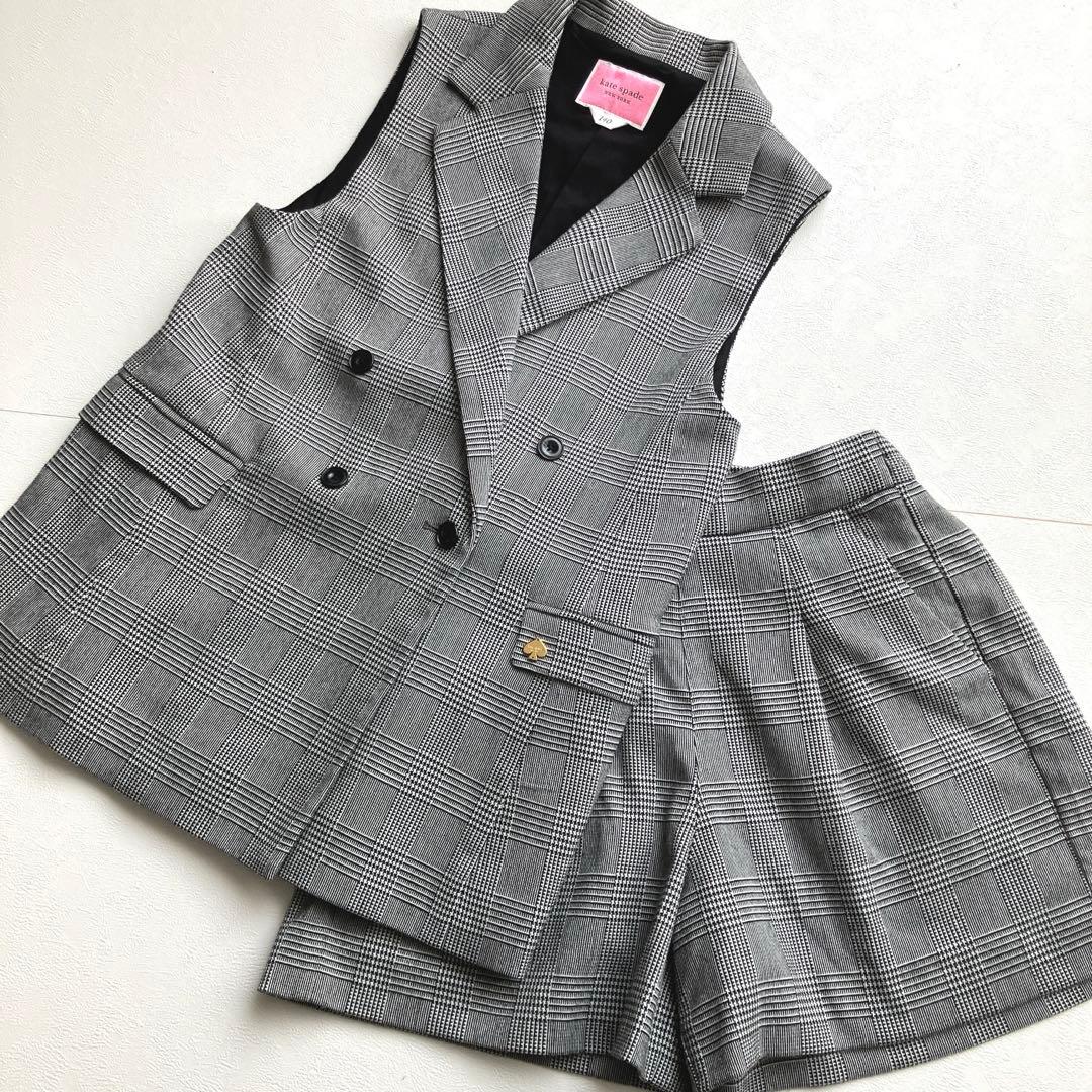 ケイトスペード チェック柄ショートパンツセット フォーマル 卒業式 卒服 140