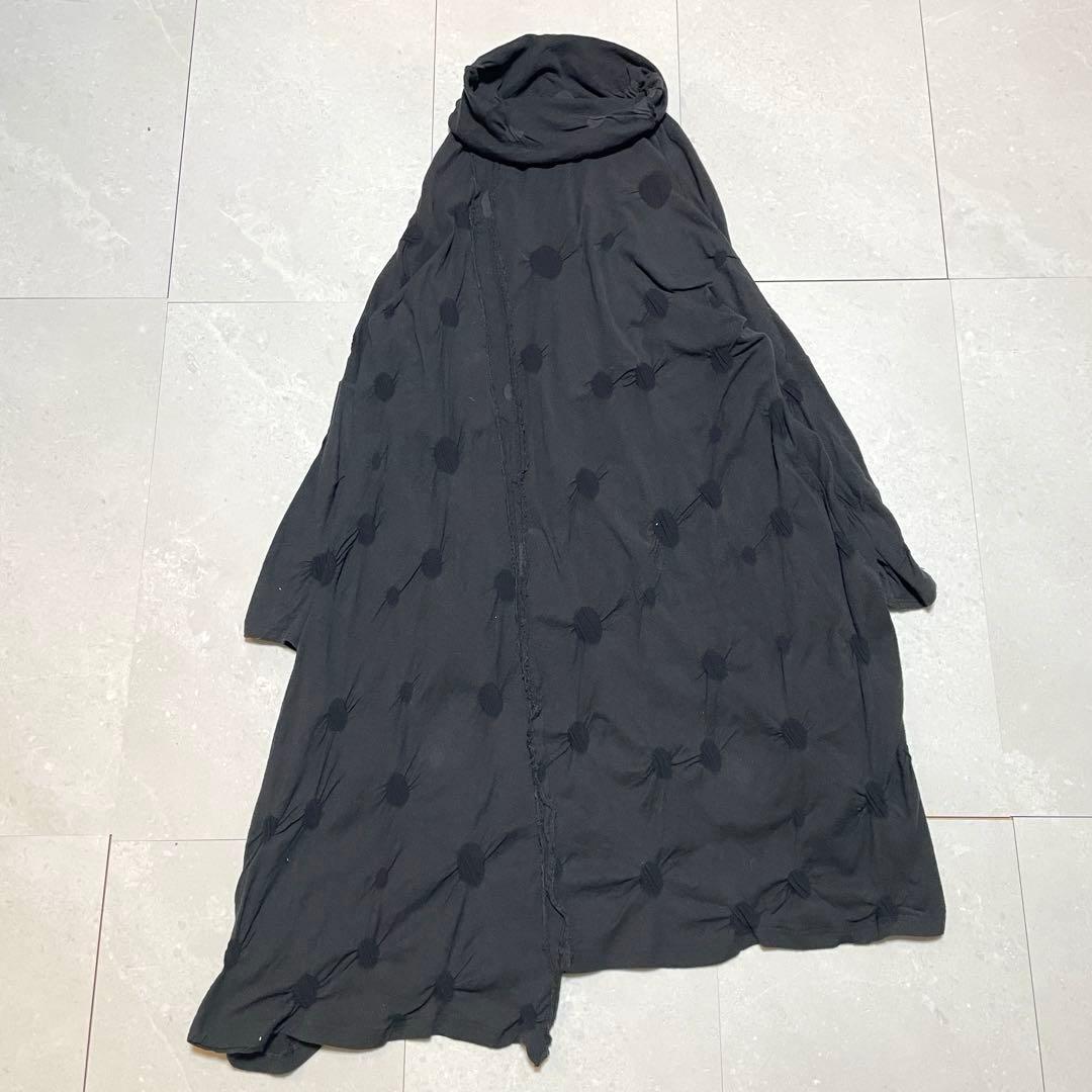 芽風 センソユニコ ロングワンピース ドット アシンメトリー 変形 ハイネック