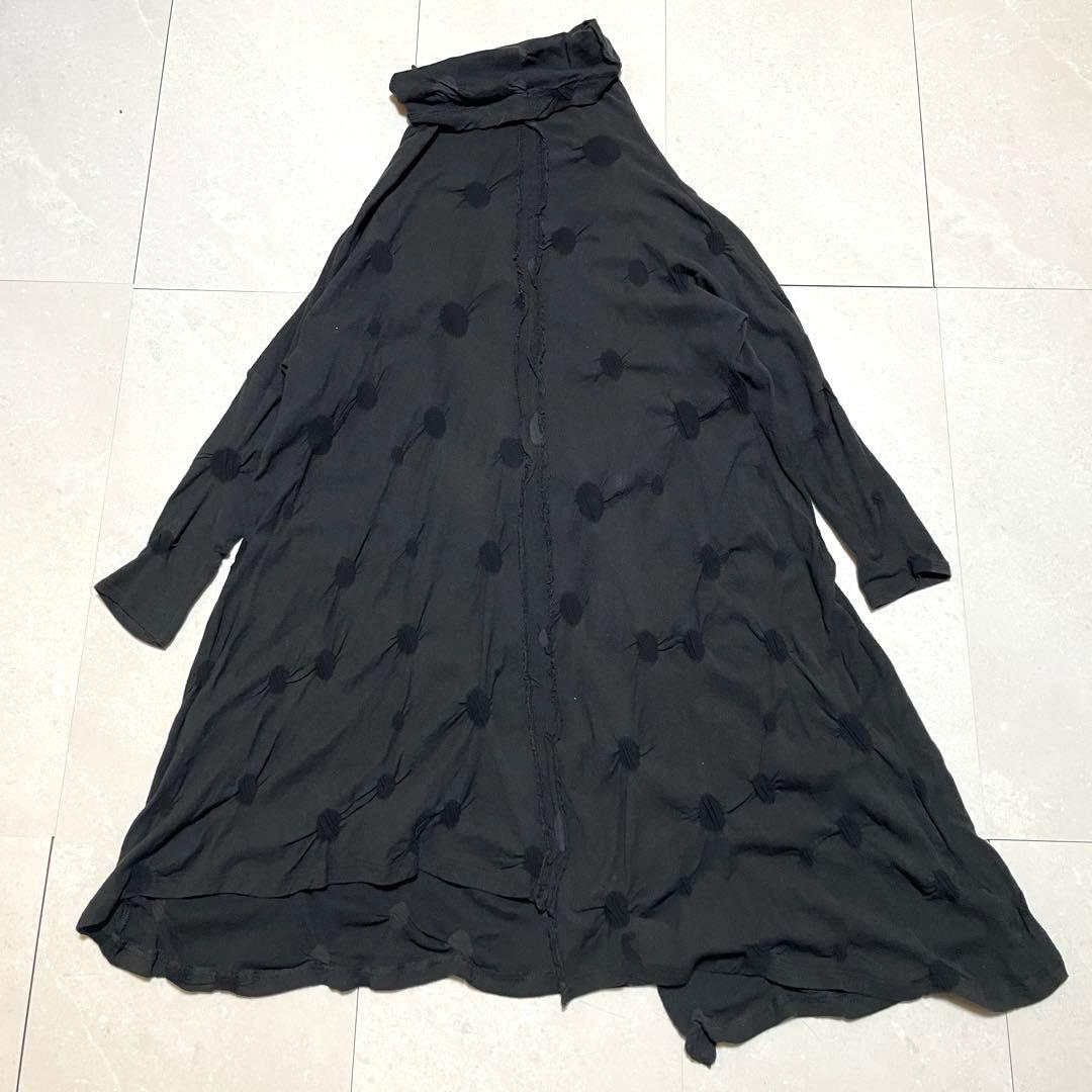 芽風 センソユニコ ロングワンピース ドット アシンメトリー 変形 ハイネック