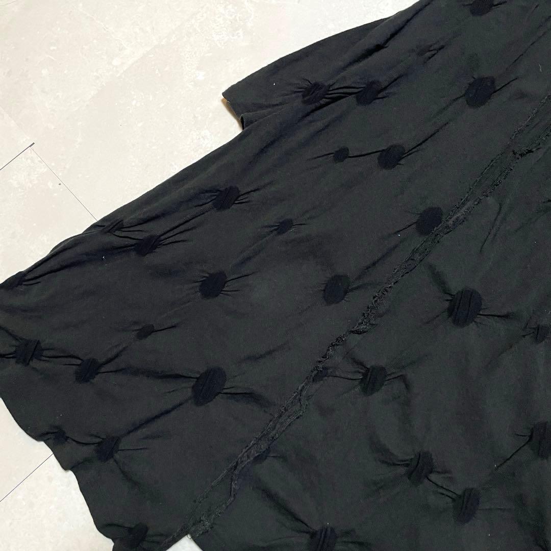 芽風 センソユニコ ロングワンピース ドット アシンメトリー 変形 ハイネック