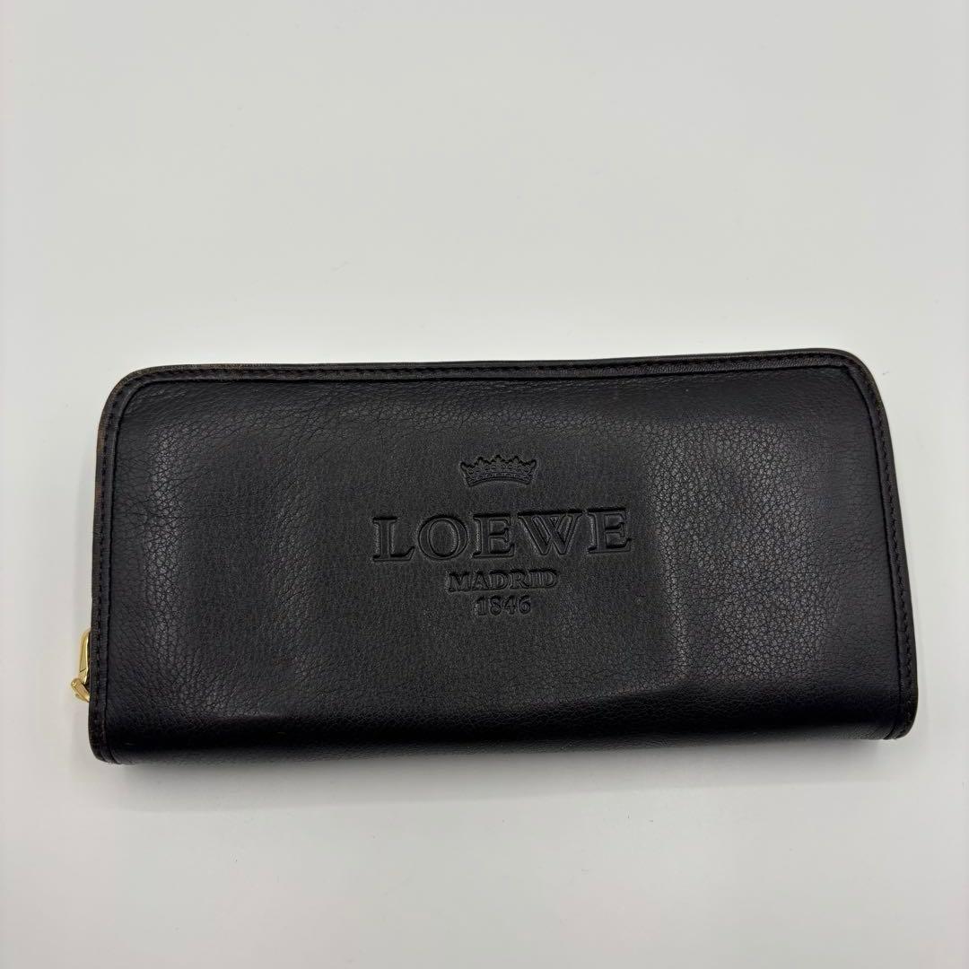 LOEWE ロエベ ヘリテージ ラウンドファスナー 長財布 ロゴ型押し レザー