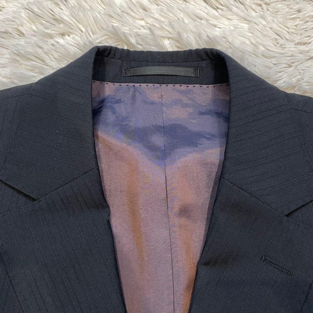 HUGO BOSS シングルスーツ 黒 セットアップ メンズ ストライプ